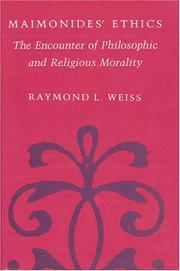 Cover of Maimonides' ethics by Raymond L. Weiss