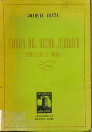 Front cover of Teoría del hecho jurídico by Joaquín Costa