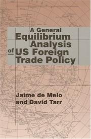 Front cover of A general equilibrium analysis of US foreign trade policy by Jaime De Melo