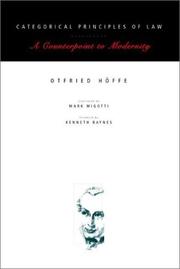 Front cover of Categorical Principles of Law by Otfried Höffe