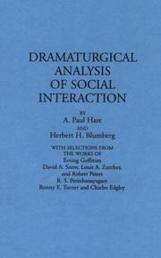 Front cover of Dramaturgical analysis of social interaction by A. Paul Hare