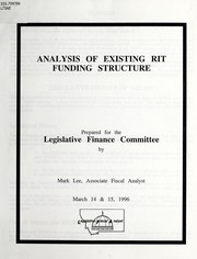 Front cover of Analysis of existing RIT funding structure by Lee, Mark
