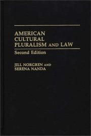 Front cover of American cultural pluralism and law by Jill Norgren