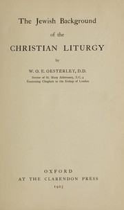 Front cover of The Jewish background of the Christian liturgy by W. O. E. Oesterley