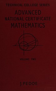 Front cover of Advanced national certificate mathematics by Joseph Pedoe