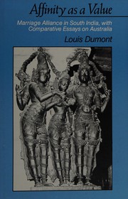 Cover of Affinity as a value by Louis Dumont