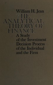 Front cover of The analytical theory of finance by William H. Jean