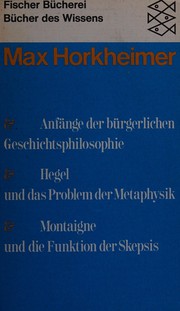 Cover of Anfa nge der bu rgerlichen Geschichtsphilosophie by Max Horkheimer