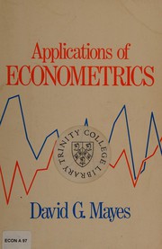 Cover of Applications of econometrics by David G. Mayes