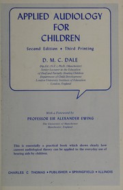 Front cover of Applied audiology for children by Dion Murray Crosbie Dale