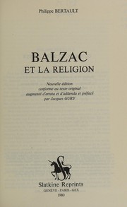 Cover of Balzac et la religion by Philippe Bertault
