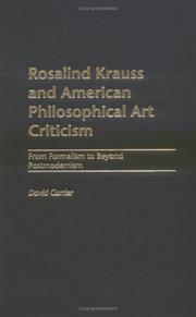 Front cover of Rosalind Krauss and American philosophical art criticism by David Carrier