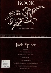 Front cover of Book of magazine verse. -- by Jack Spicer