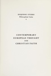 Cover of Contemporary European thought and Christian faith by Albert Dondeyne