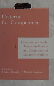 Front cover of Criteria for competence by Michael J. Chandler