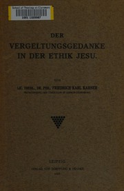 Front cover of Der Vergeltungsgedanke in der Ethik Jesu by Friedrich Karl Karner