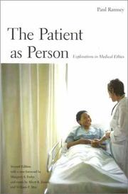 Front cover of The patient as person by Paul Ramsey