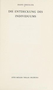 Cover of Die Entdeckung des Individuums by Hans Drexler