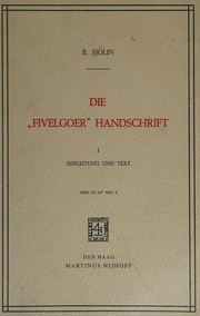 Cover of Die "Fivelgoer" Handschrift by Bo Sjölin