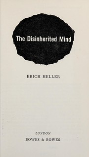 Front cover of The disinherited mind by Erich Heller