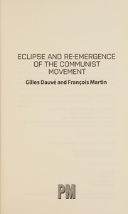 Front cover of Eclipse and re-emergence of the communist movement by Gilles Dauvé