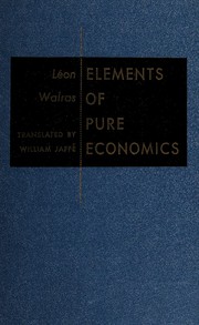 Front cover of Elements of pure economics by Léon Walras