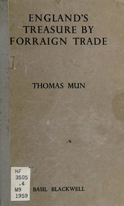 Front cover of England's treasure by forraign trade by Thomas Mun