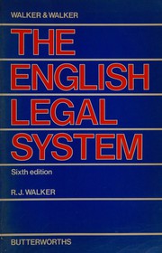 Front cover of The English legal system by R. J. Walker