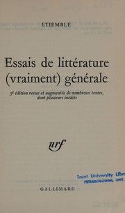 Front cover of Essais de littérature (vraiment) générale by Etiemble