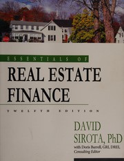 Front cover of Essentials of real estate finance by David Sirota