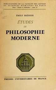 Front cover of Études de philosophie moderne by Emile Bréhier