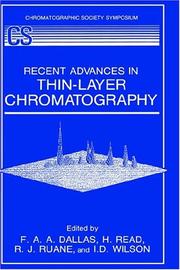 Front cover of Recent advances in thin-layer chromatography by Chromatographic Society International Symposium on Thin-Layer Chromatography (1987 Brighton, England)