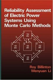 Front cover of Reliability assessment of electric power systems using Monte Carlo methods by Roy Billinton