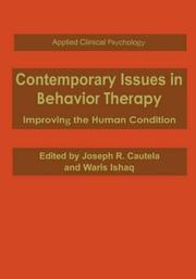 Front cover of Contemporary issues in behavior therapy by Joseph R. Cautela