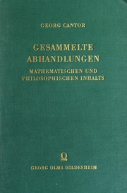 Front cover of Gesammelte abhandlungen mathematischen und philosophischen inhalts by Georg Cantor