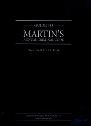 Cover of Guide to Martin's annual criminal code by Owen Haw