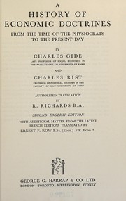 Front cover of A history of economic doctrines from the time of the physiocrats to the present day by Charles Gide