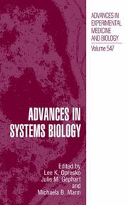 Front cover of Advances in systems biology by Lee Opresko