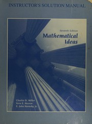 Front cover of Instructor's solution manual to accompany Mathematical ideas by Charles David Miller