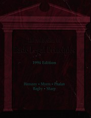 Cover of Introduction to basic legal principles by Benjamin N. Henszey