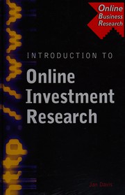 Front cover of Introduction to online investment research by Jan Davis