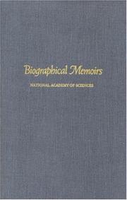 Front cover of Biographical Memoirs by Office Of The National Research Council