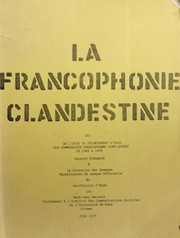 Cover of La francophonie clandestine by René-Jean Ravault