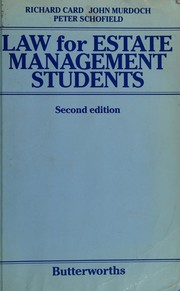 Cover of Law for estate management students by Richard Card