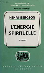 Front cover of L'Énergie spirituelle by Henri Bergson