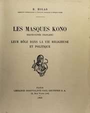 Front cover of Les masques Kono (Haute-Guinée Française) by B. Holas