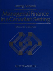 Cover of Managerial finance in a Canadian setting by Peter A. Lusztig