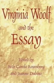 Cover of Virginia Woolf and the essay by Beth Carole Rosenberg
