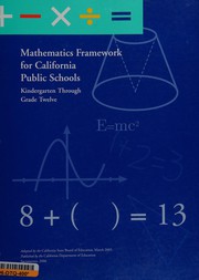 Front cover of Mathematics Framework for California Public Schools by March 2005 California State Board of Education