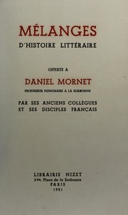 Cover of Melanges d'histoire litteraire by Daniel Mornet